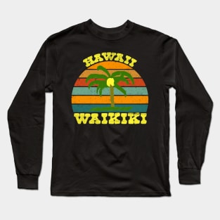 Vintage Hawaii Waikiki Beach Long Sleeve T-Shirt